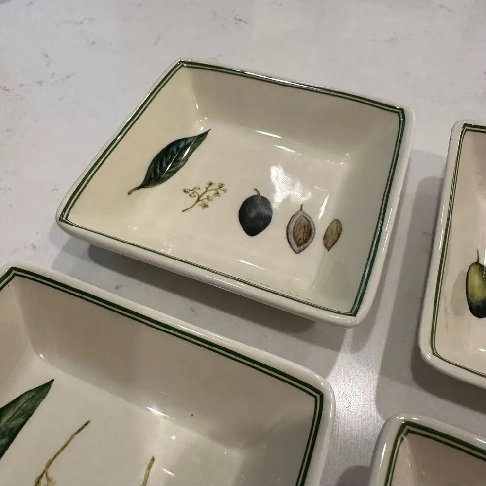 William Sonoma | four (4)  olive bowls trays serving botanical olive collection